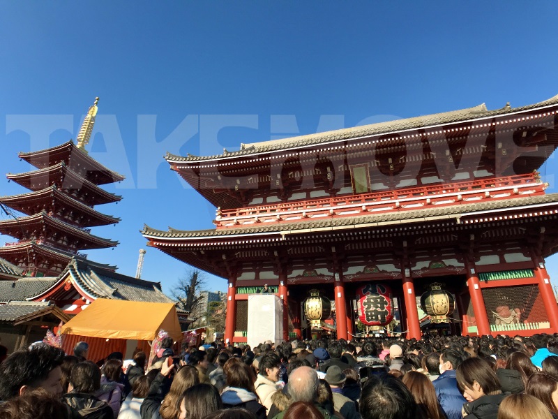 浅草寺宝蔵門と五重塔の無料写真